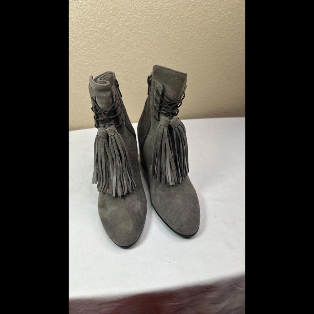 Sesto Meucci Women’s Tassel Suede Ankles Boots Gray Size 6M